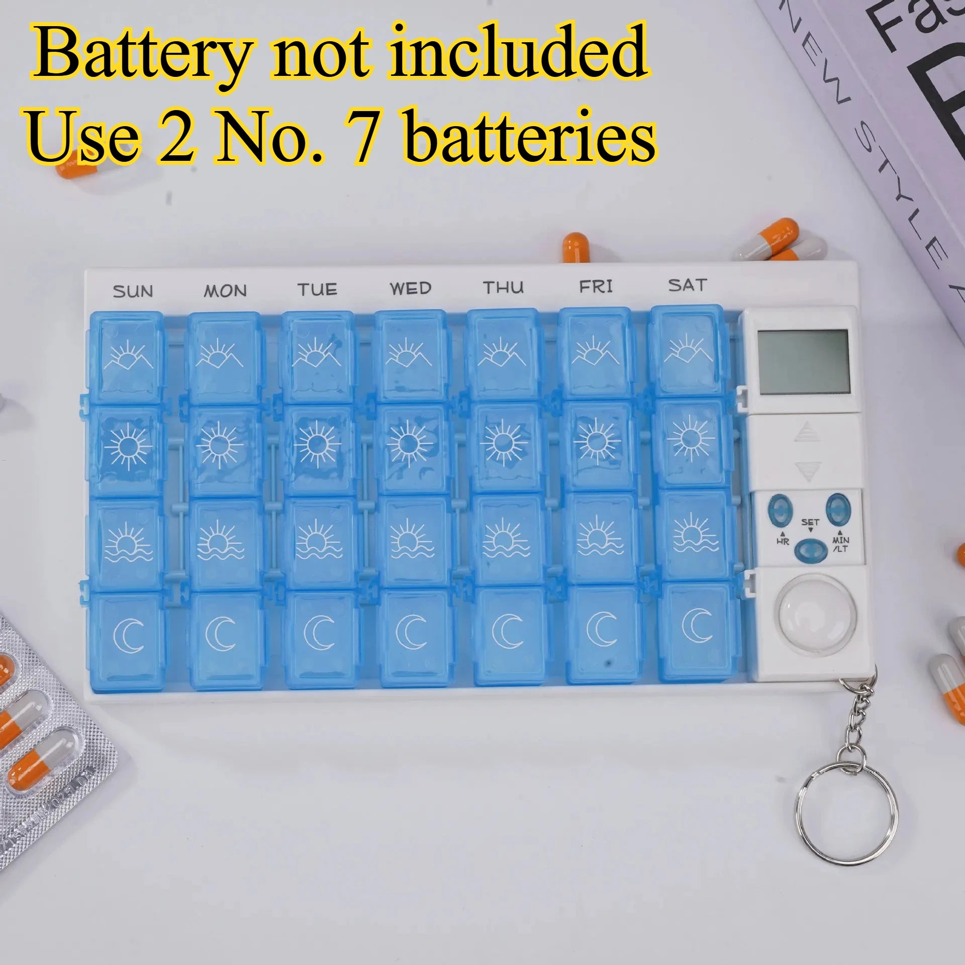 28 Compartment Intelligent Timed Reminder Medicine Box Weekly Smart Pill Box with Sound Alarm for Elderly Medicine Reminder