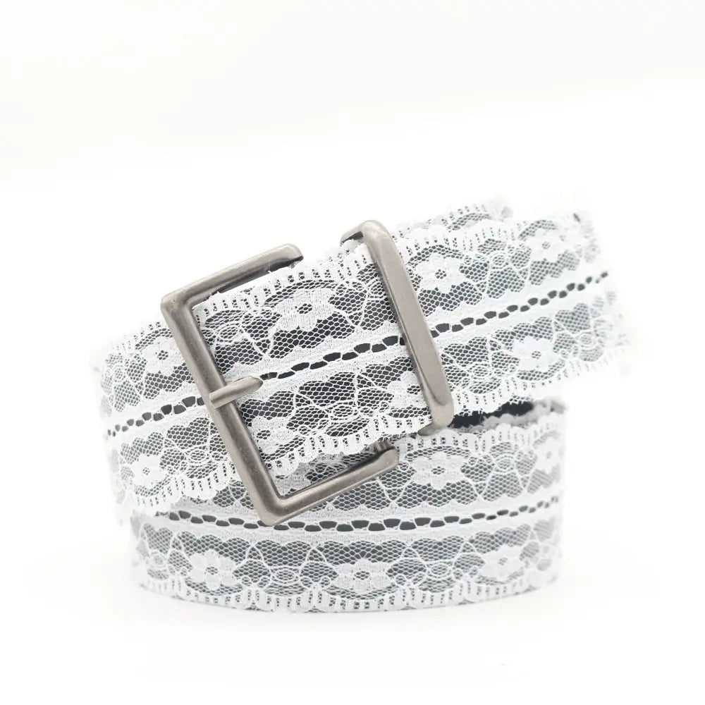 Elegant Beautiful Lace Waist Belt White Floral Leather Lace Waistband Decor Accessory Gift Casual Waist Strap All-match
