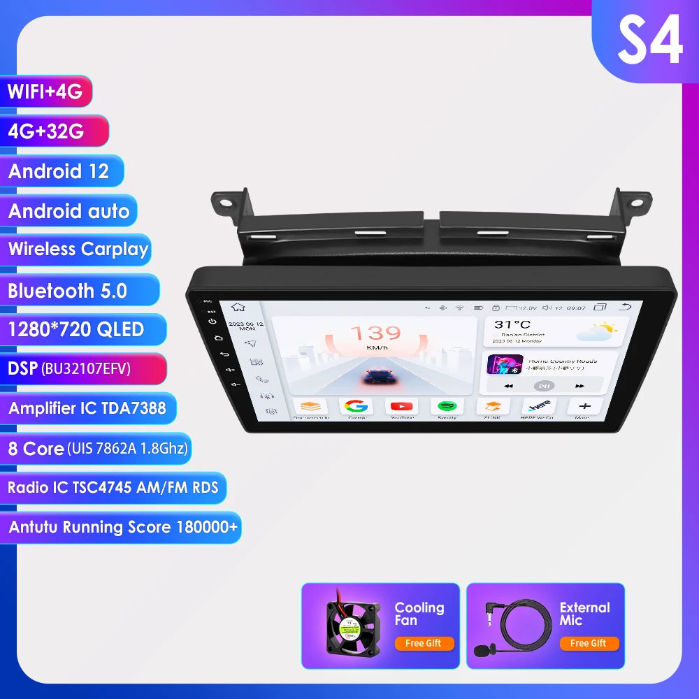 Hizpo 9 inch Wireless CarPlay Android Auto Car Radio for Fiat 500 2016 2017 2018 2019 Multimedia Wireless Apple CarPlay Smart Intelligent Systems IPS Touch Screen Stereo Video Player 2 Din Autoradio Head Unit Navigation BT GP