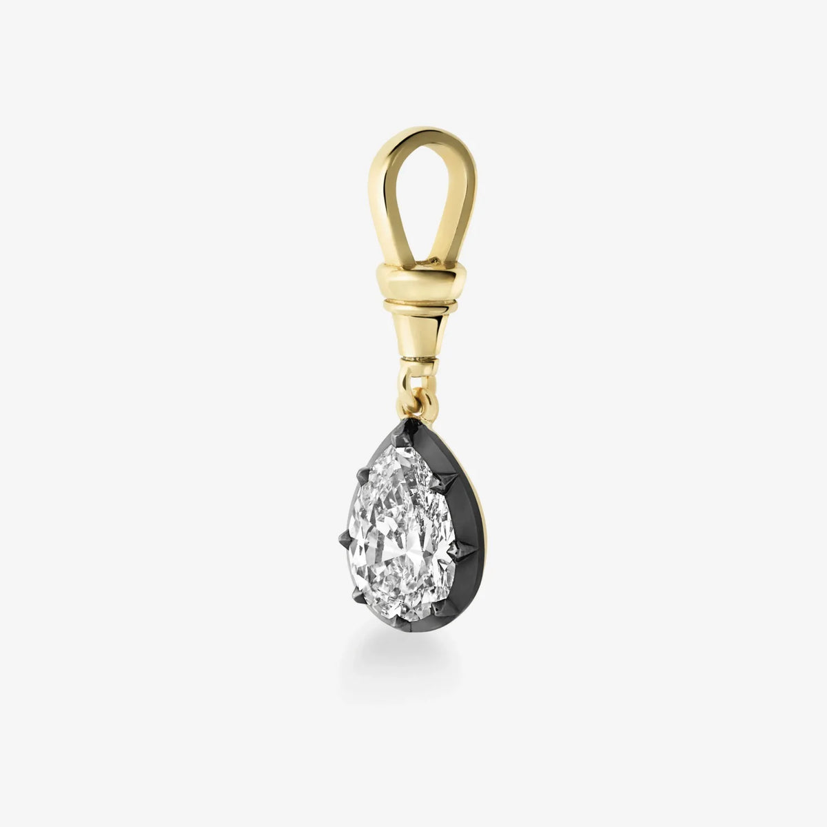 2026 Chic Black Gold Teardrop Oval Round Emerald Diamond Pendant Chain Stainless Steel Necklace Gothic Edgy Unisex Women Jewelry