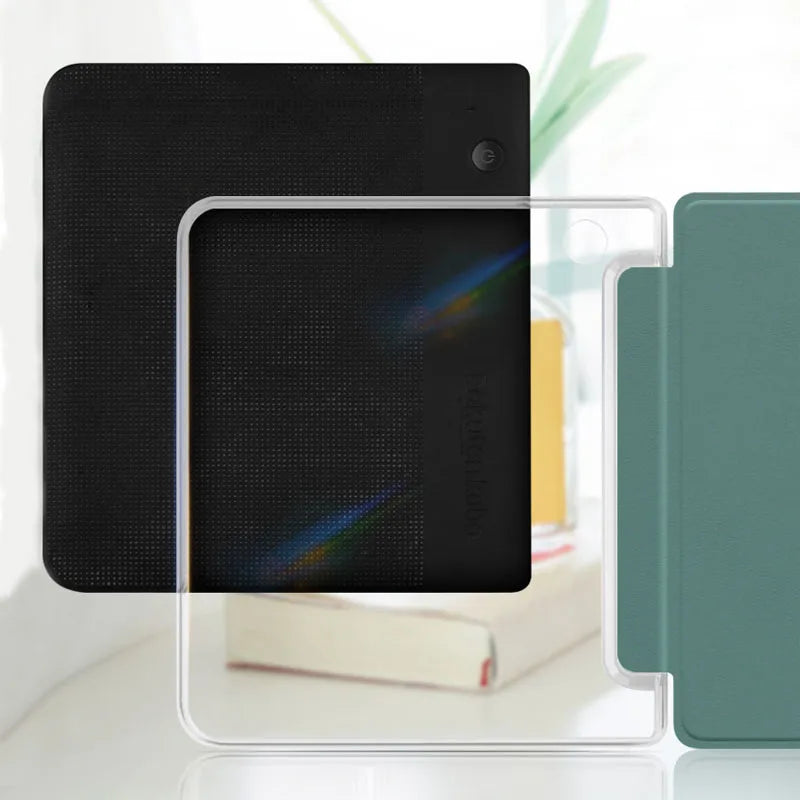Slim PU Leather Cover For KOBO Libra Colour 2024 Libra 2 2021 7'' N428 N418 Ebook Shockproof Smart Case with Clear Back Funda