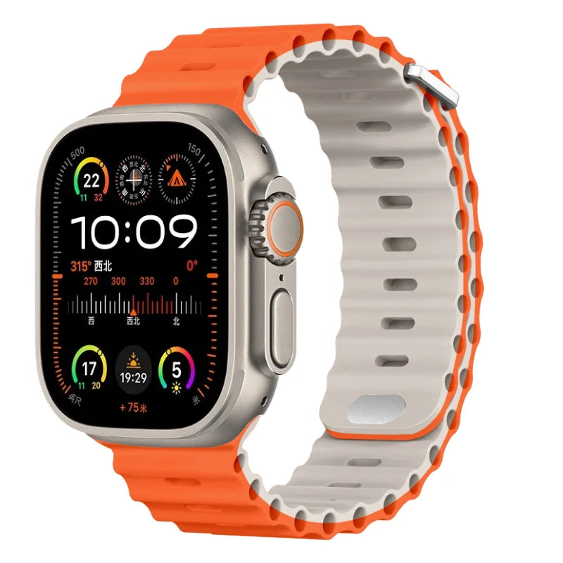 Ocean Strap For Apple Watch Ultra 3/2 Band 49mm 11 10 9 8 7 46mm 45mm 41mm Silicone Bracelet Belt iWatch 6 5 4 SE 44mm 42mm band