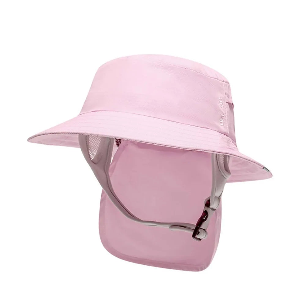 With Chin Strap Surfing Backet Hat Breathable Wide-brimmed Ladies Sun Hat Quick-drying UPF50+ Fisherman Cap Water Sport