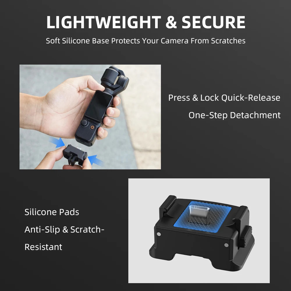 Flymile Charging Multi-function Quick-Release Mount, for DJI Osmo Pocket 3/4 Accessories,Portable Black Stand,Charging Base