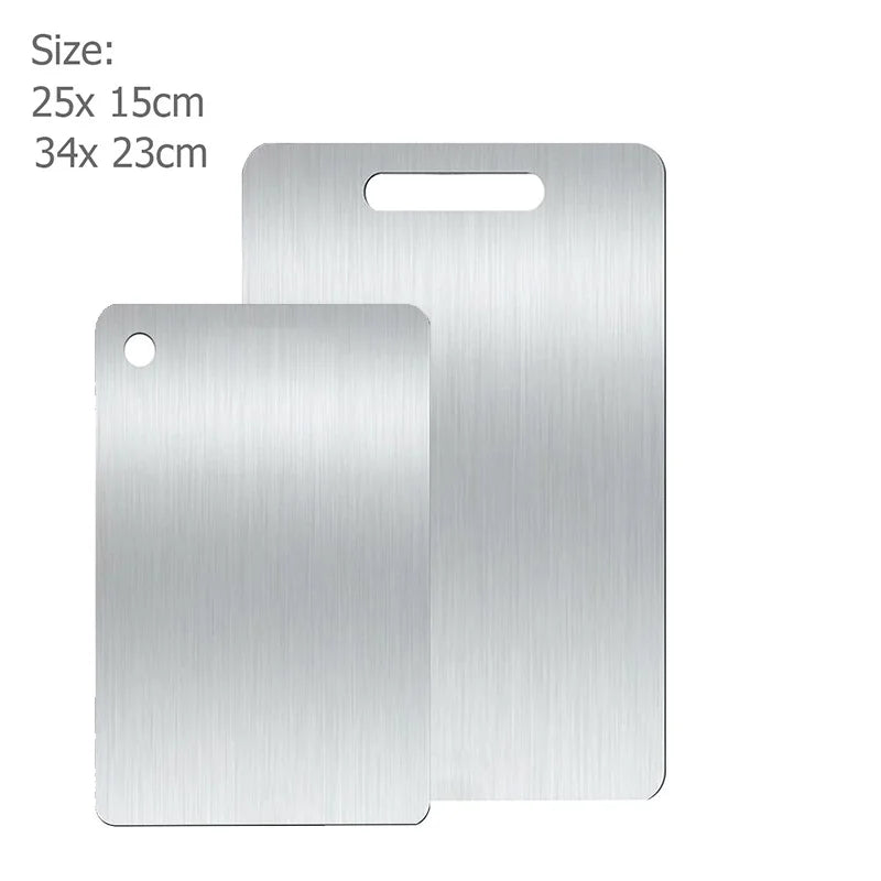WXCOO Double-sided Cutting Board Kitchen Stainless Steel or Natural Bamboo Chopping Board for Fruit Meat Vegetable Cutting Board