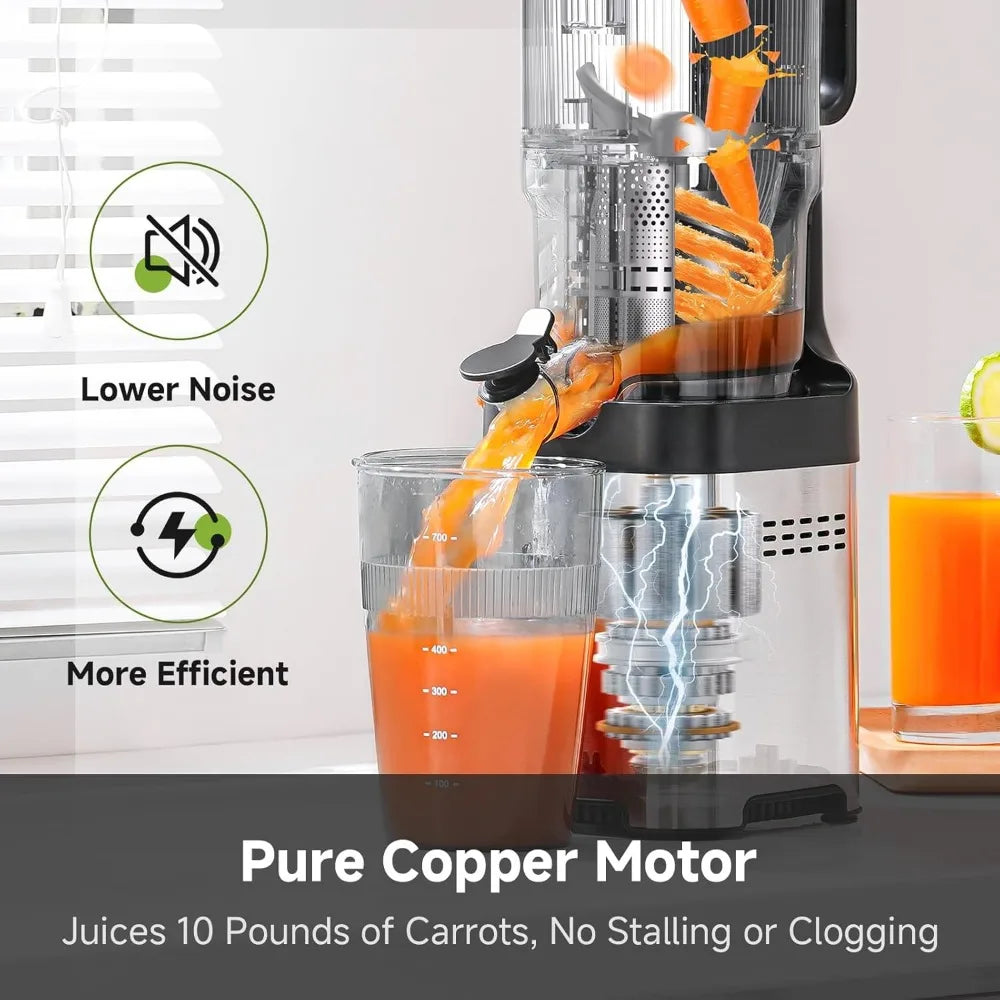 5.4" Wide Chute Cold Press Juicer, Auto-Cutting, 60RPM Slow Masticating, High Juice Yield, Easy Clean