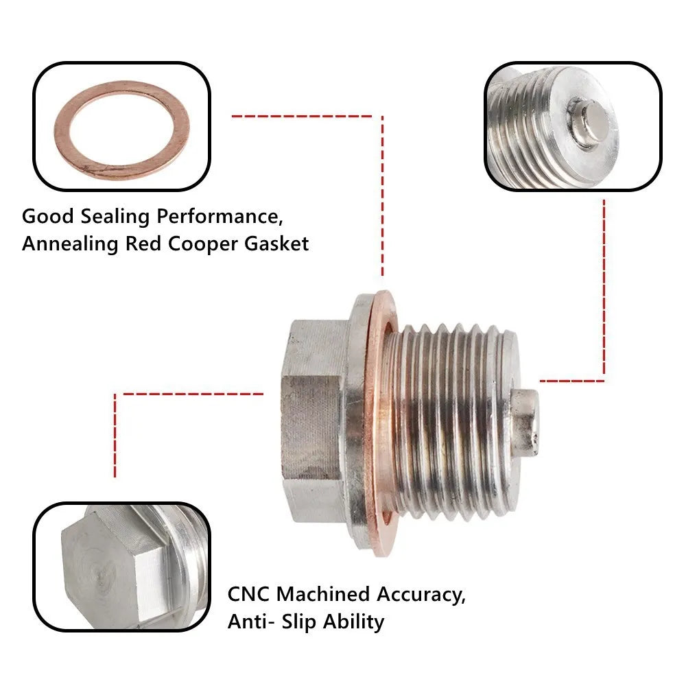 New Stainless Steel Magnetic Oil Drain Plug M12x1.25 M14x1.5 M16x1.5 M18x1.5 Oil Drain Sump Nut Auto Parts Silver OS-1003-M12