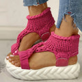 Sandals Women's Braided Knit O-Ring Fashion Platform Summer Gladiator Sandals Shoes Thick Heels Ladies Casual Sandalias Shoes