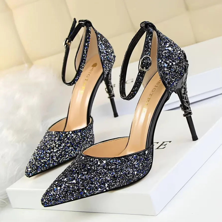 BIGTREE Shoes Heels 2026 New Woman Pumps Sequins High Heels Women Shoes Fashion Ladies Shoes Gold Sliver Stiletto Heels Sandals