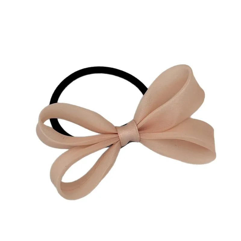 Korean mesh three-dimensional bow hair rope sweet girl headband rubber band double ponytail hair band on the back of the head