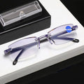 New Diamond-cut Bifocal Progressive Reading Glasses Men Blue Light Blocking Multifocal Eyewear Ultralight Rimless Eyeglasses