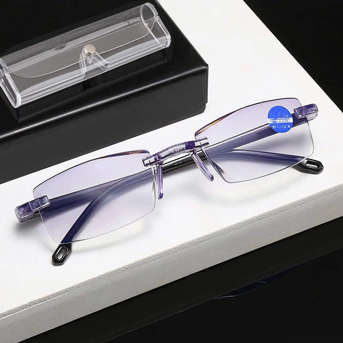 New Diamond-cut Bifocal Progressive Reading Glasses Men Blue Light Blocking Multifocal Eyewear Ultralight Rimless Eyeglasses