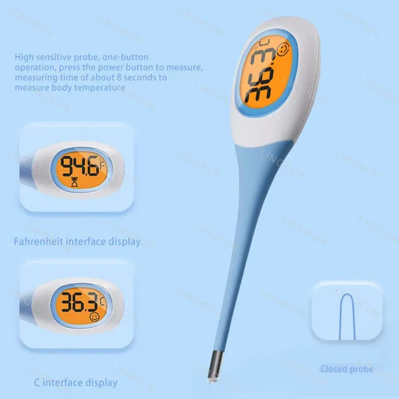Silicone Fast 8S Thermometer for Fever Digital Infrared Basal Body Thermometer Oral Armpit Rectal Temperature LED Display