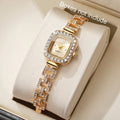 Luxury Rhinestone Bracelet Strap Women Watches Elegant Square Quartz Wristwatch Reloj Mujer Girls Clock Gift (Without Box)