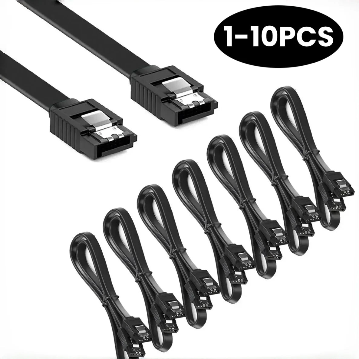 1-10PCS SATA Cable 6Gbps, sata 3 Cable, HDD ssd Data Cable, 7 pin SATA III Cable with Locking Latch for Hard Drives sata HDD/SSD