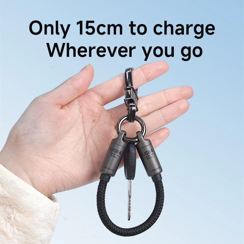 Hagibis  Short USB4 Cable Portable Keychain C to C Cable Lanyard Type-C Cable 240W 80Gbps for Thunderbolt 4/5 iPhone 17 Pro SSD