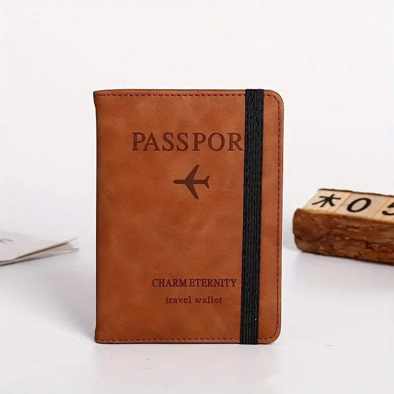 RFID Passport Cover Wallet Holder PU Leather Card Holder Passport Case Abroad Travel Essentials for Women Men Family Vacation