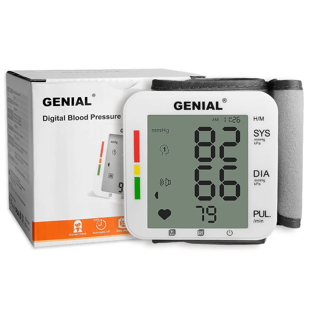 Blood Pressure Cuff Wrist, Universal Bp Cuff(5.3-8.4in) Large LCD Display 2 Users Total 240 Memories, 2 AAA Batteries & Carrying