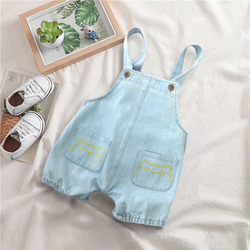 IENENS Summer Kids Baby Boys Jumper Pants Denim Clothing Shorts Jeans Overalls Toddler Infant Girl Playsuit Clothes Trousers