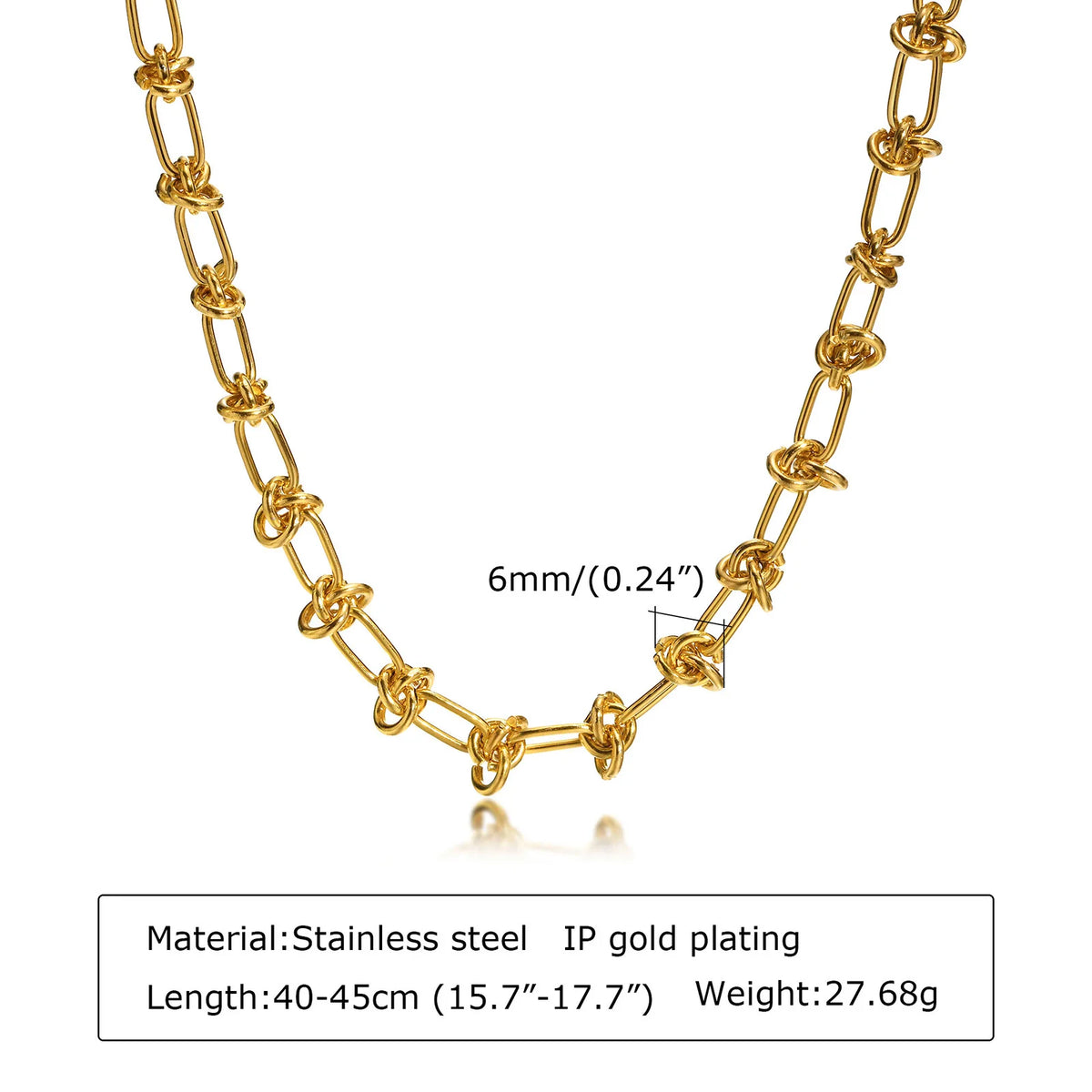 Chunky Gold Plated Link Necklace For Women, Stainless Steel Oval Thick Chain Choker Minimalist Jewelry Trendy Party Jewelry Gift