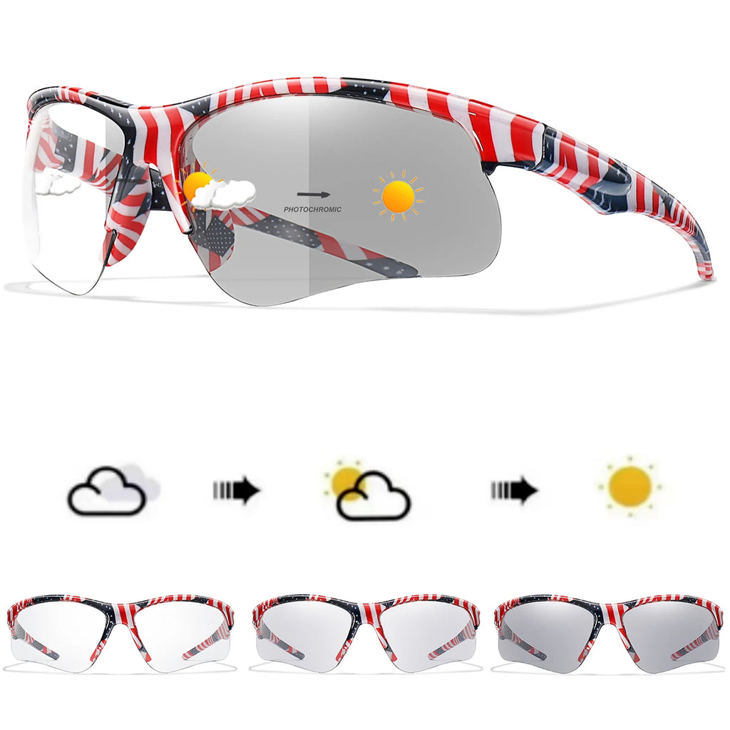 Trendy Style Photochromic Sunglasses For Men Women Outdoor Mtb Bicycle Cycling Runnging Eyewear Sports Bike Windproof Goggles