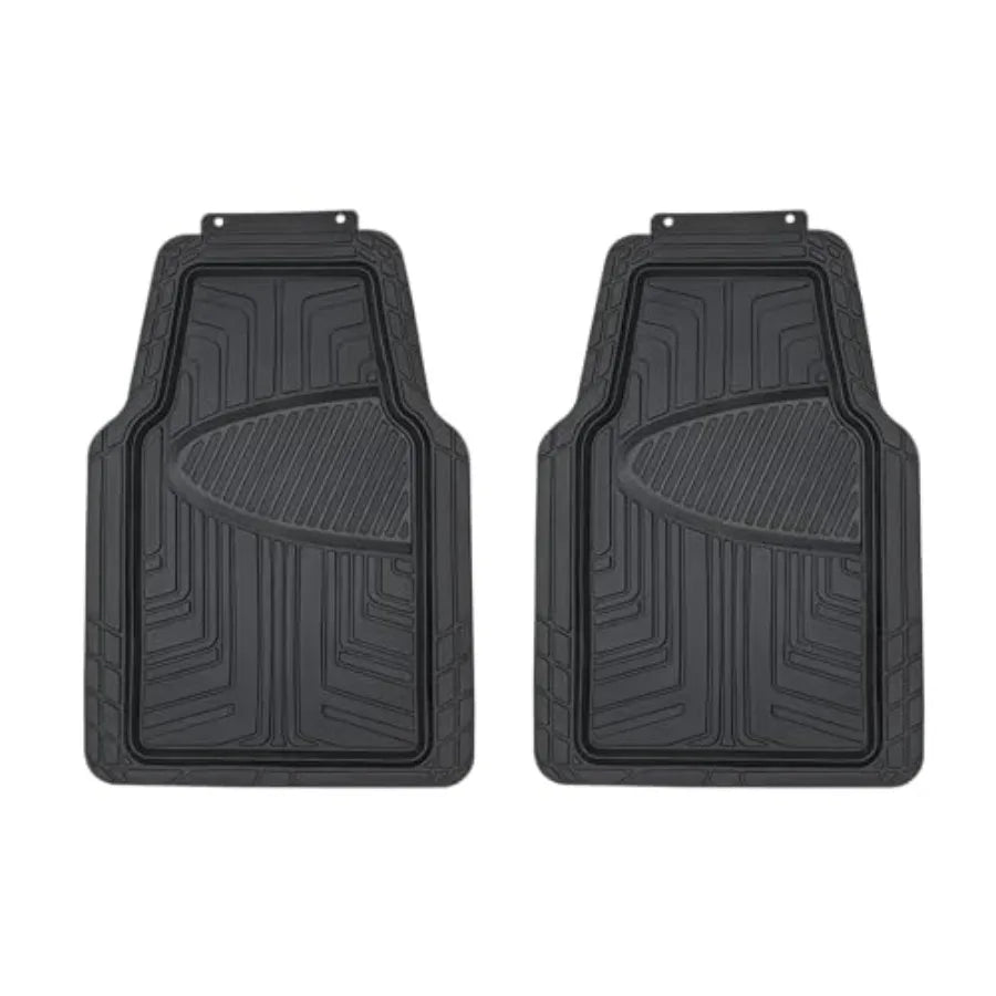 2-Piece Premium All-Season Anti-Slip Rubber Floor Mats for Cars, SUVs and Trucks, Universal Trim to Fit, Black