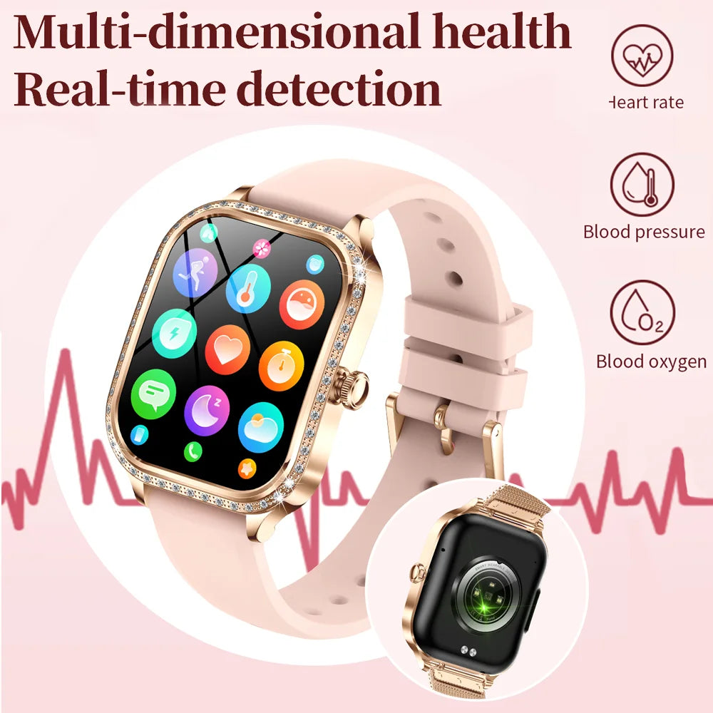 New Luxury Smart Watch Women 1.75" HD Display Heart Rate Sport Fitness IP68 Waterproof Bluetooth Call Smartwatch For Lady Gift