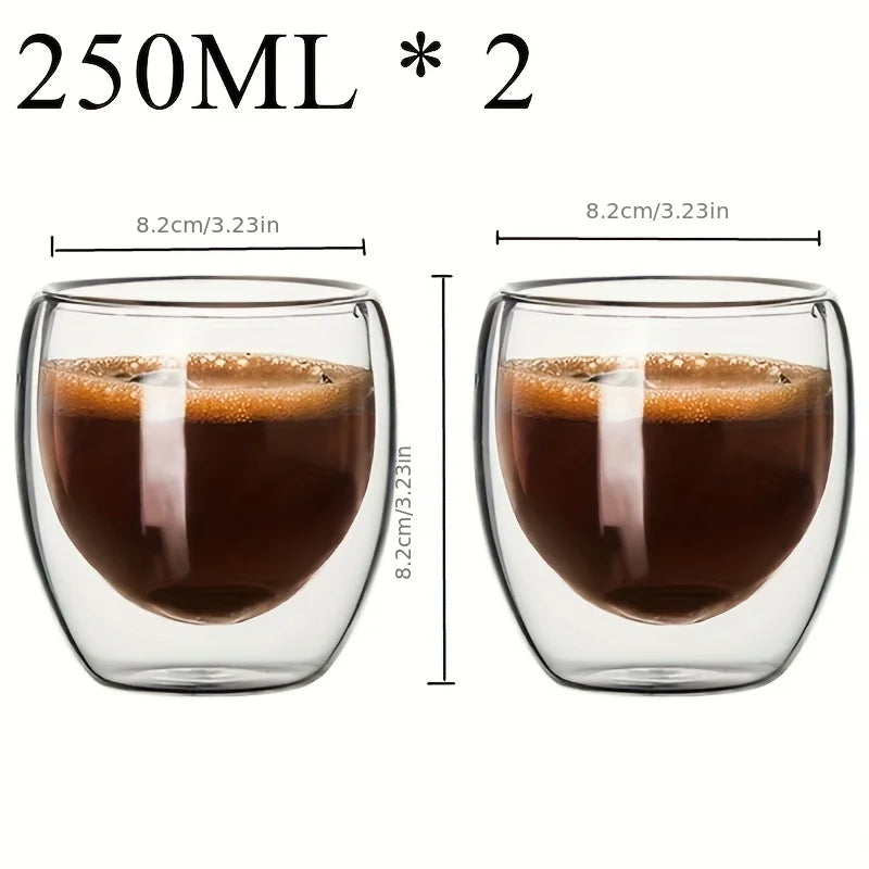 Double Wall Glass Cup Heat Insulation Transparent Handmade Tea Drink Cups MINI Whisky glasses Espresso Coffee Mug set 250-450ml