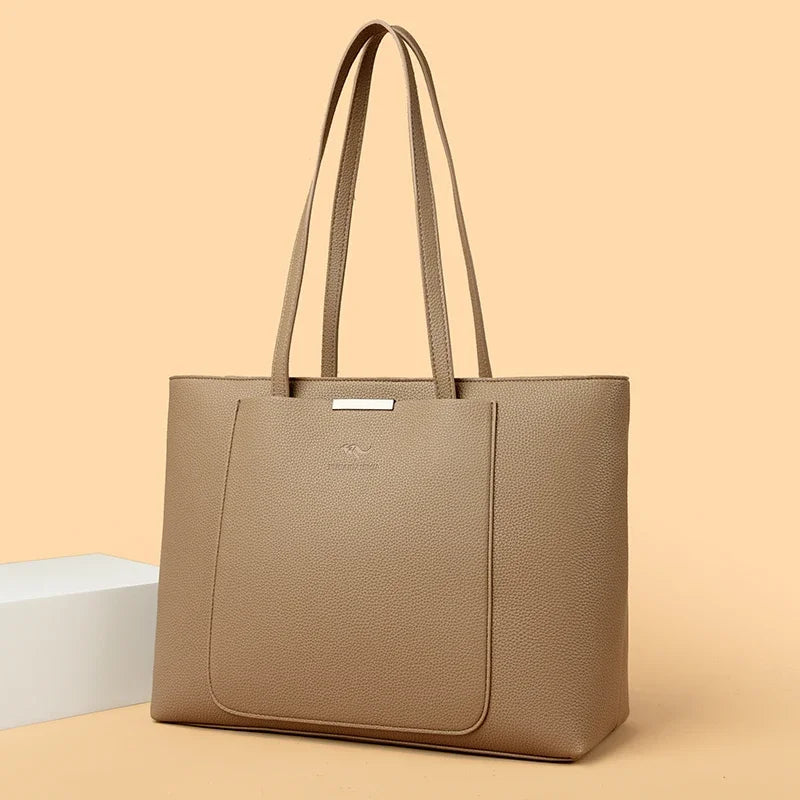 Solid Color Luxury Handbag Women Bags Designer HIgh Quality Leather Shoulder Bags for Women 2024 High Capacity Shopping Tote Bag