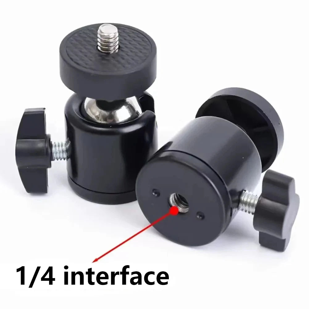 Universal 1/4" Screw Ball Head Adapter for Tripod, Light Stand, Projector & Camera, 360° Rotating Aluminum Alloy Bracket