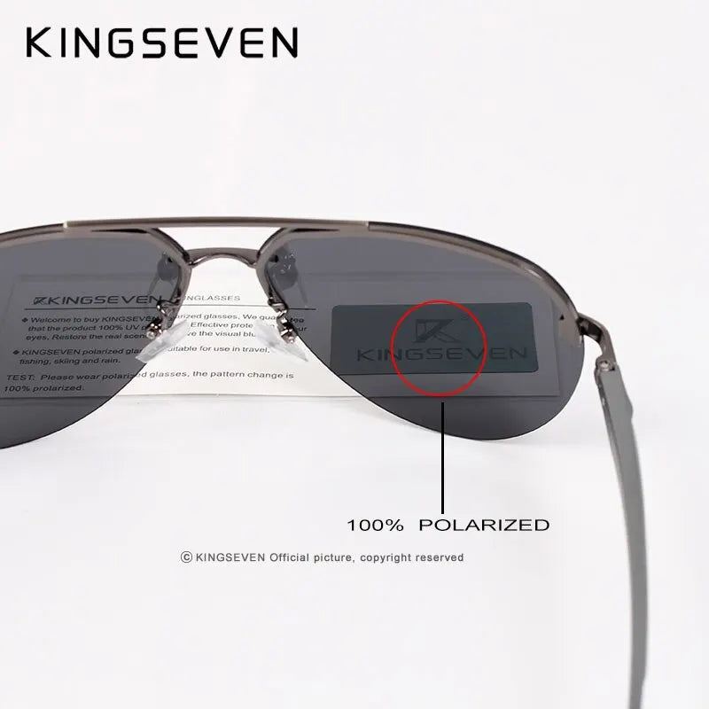 KINGSEVEN Aluminum Magnesium Polarized Rimless Lens Sunglasses For Men High Definition Retro Women Eyewear