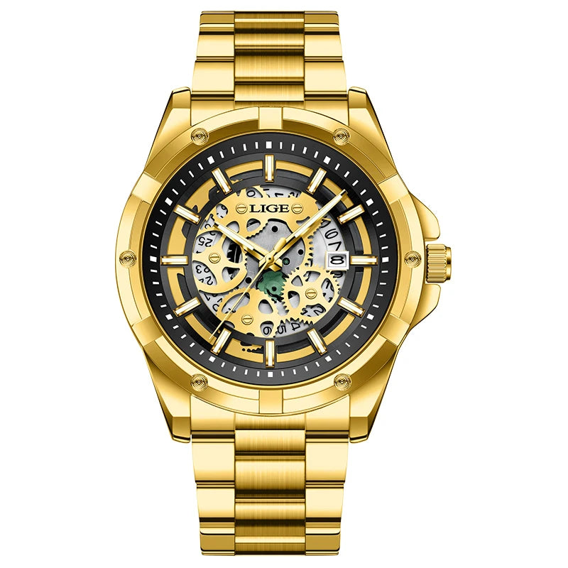 LIGE Business Men's Watches Waterproof Calendar Luminous Fashion Quartz Watch For Man Stainless Steel Male Clock Reloj Hombre