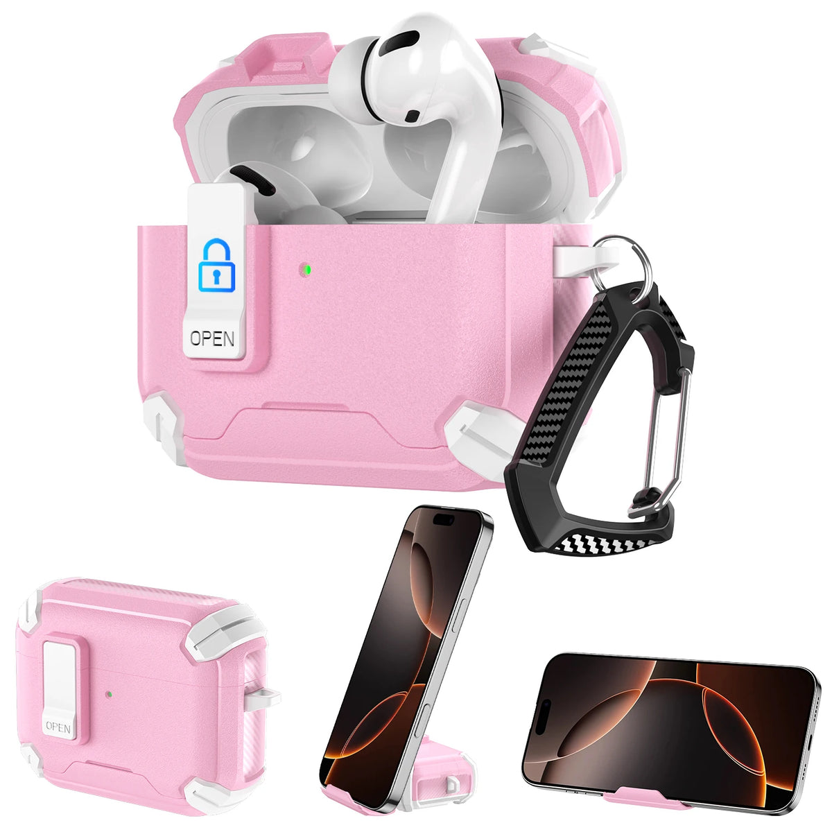 New Security Lock Case For AirPods Pro 3 Pro2 Pro 4 Cover TPU PC Phone Stand Design Protective Cases Fundas Earphone Accessories