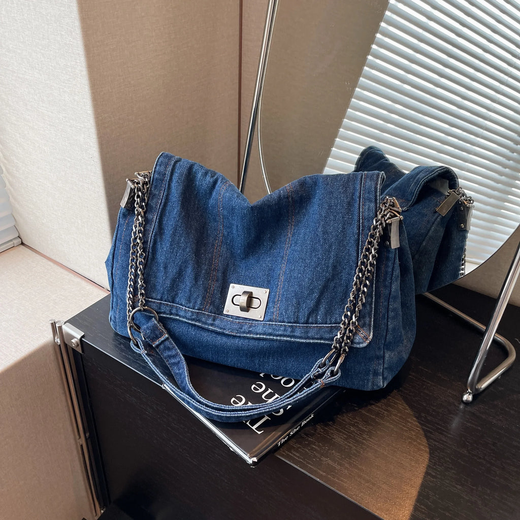 Denim bag women 2025 New fashion casual shoulder bags large capacity Tote Bag class commuting crossbody Bags for women bolsa sac