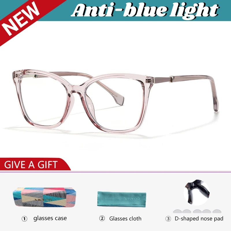 VICKY New Simple Cat's Eye Personalized Design Fashion Anti-Blue Light Reading Glasses Customizable Prescription 27007