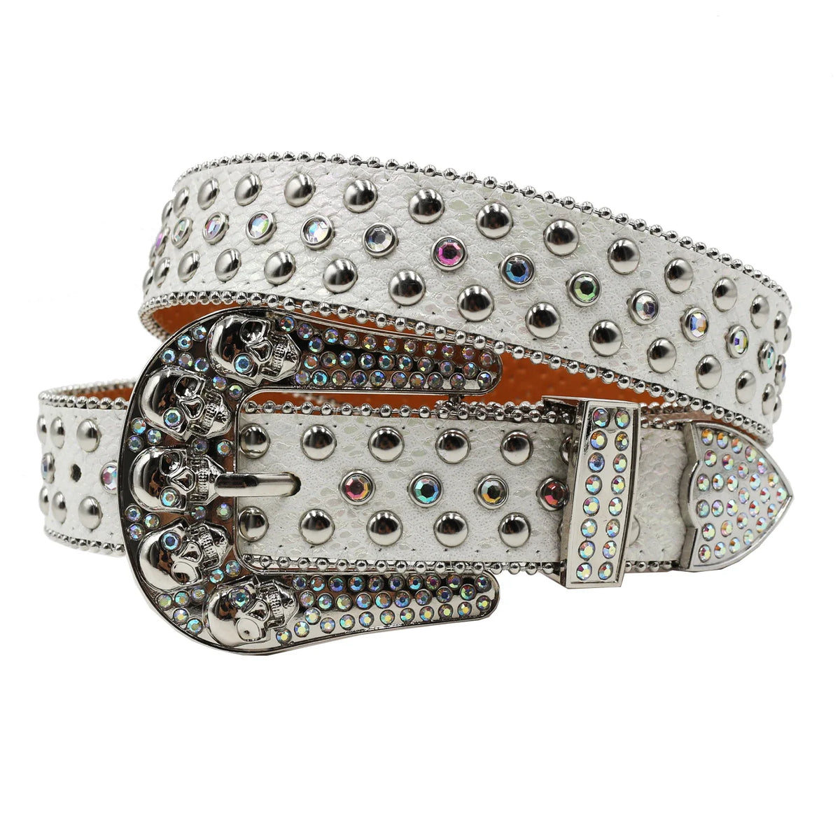 Hot Rhinestone Belts Studded Skull Lether Belts for Women Luxury Designer Brand Strap For Jeans Suppliers White Black