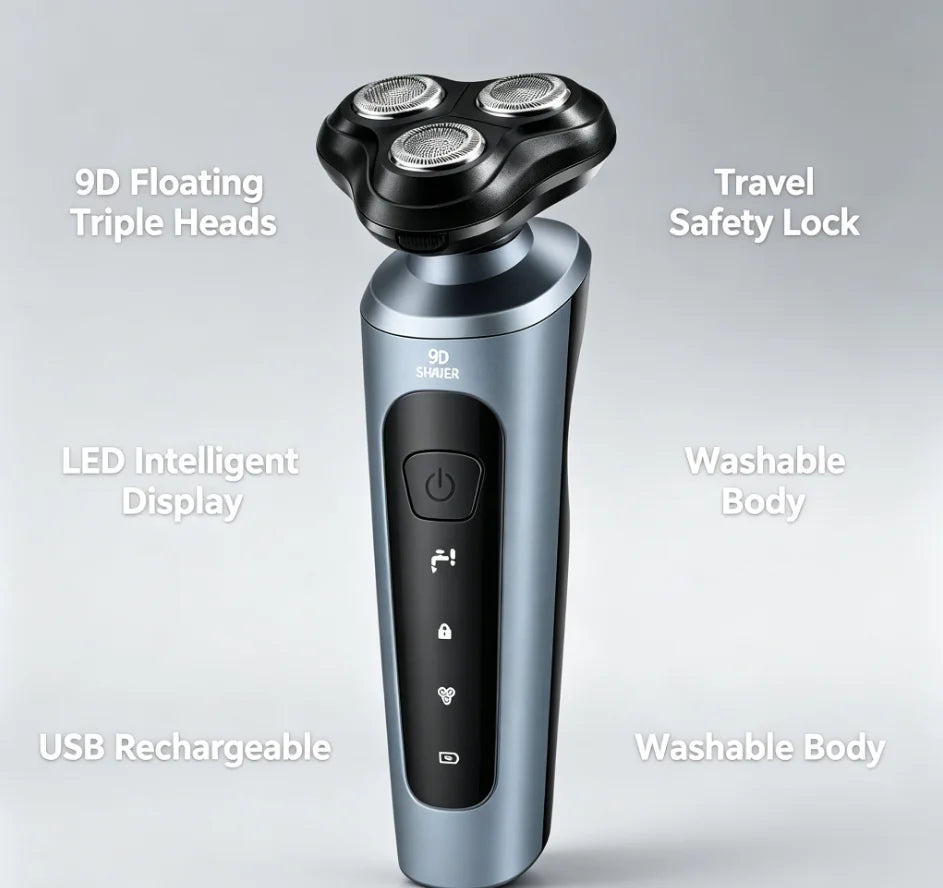 Waterproof Electric Shaver,HTMCK Wet & Dry Shaving, USB Charging, Portable for Travel, Business Trip & Daily Home Use