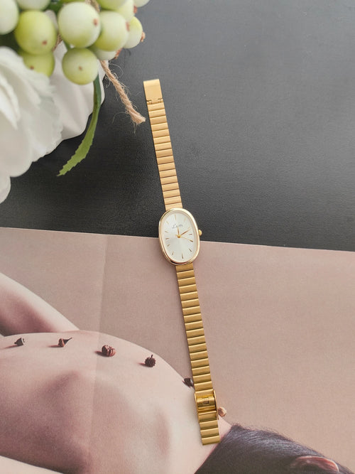 1 Piece of New Fashion Gold Bracelet Women's Watch, Vintage Luxury, Stylish, Simple, Elegant, Light Luxury, Versatile Women's Quartz Watch