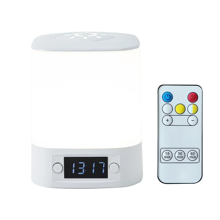 Touch Dimmable LED Night Lamp with Remote Clock Time Display or Not Eye Protection Reading Lamp Bedside Night Light Rechargeable