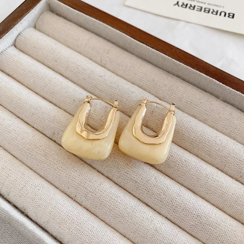 Green Pink Transparent Resin Earrings For Women Geometric Irregular Stud Earrings 2023 New Trendy Ear Jewelry for Party K-
