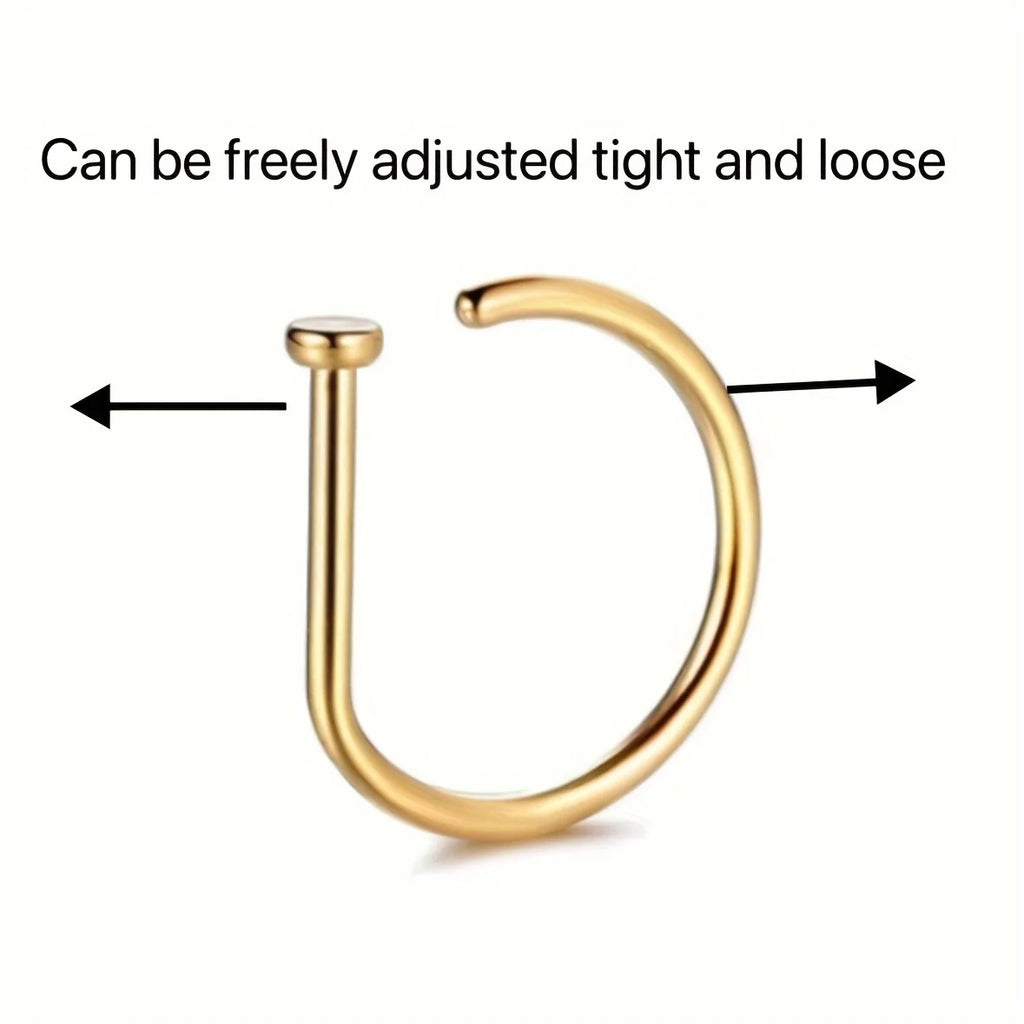Fake Nose Ring Hoop Lip Labret Ring for Women Non Pierce Hoop Nose Ring  Septum Hoop  Ring Tragus Rook Ring Non Piercing Jewelry
