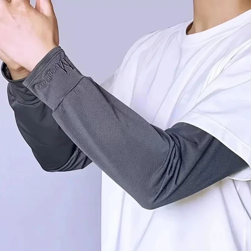 1 Pair Mens Ice Arm Sleeves Sunscreen Elastic Driving Gloves Outdoor UV Protection Arm Cover Sleeves Lightweight Cool Muff 2026