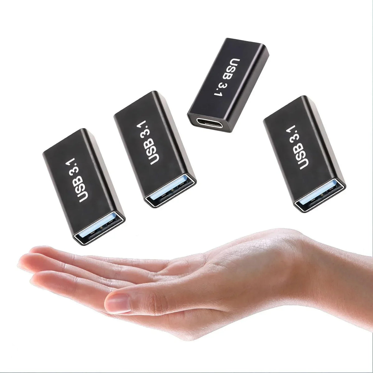 4-Pack USB C Female to USB A Female Adapter, USB 3.1 10Gbps High-Speed Data Transfer Connector for PC, Laptop, Mobile Phone