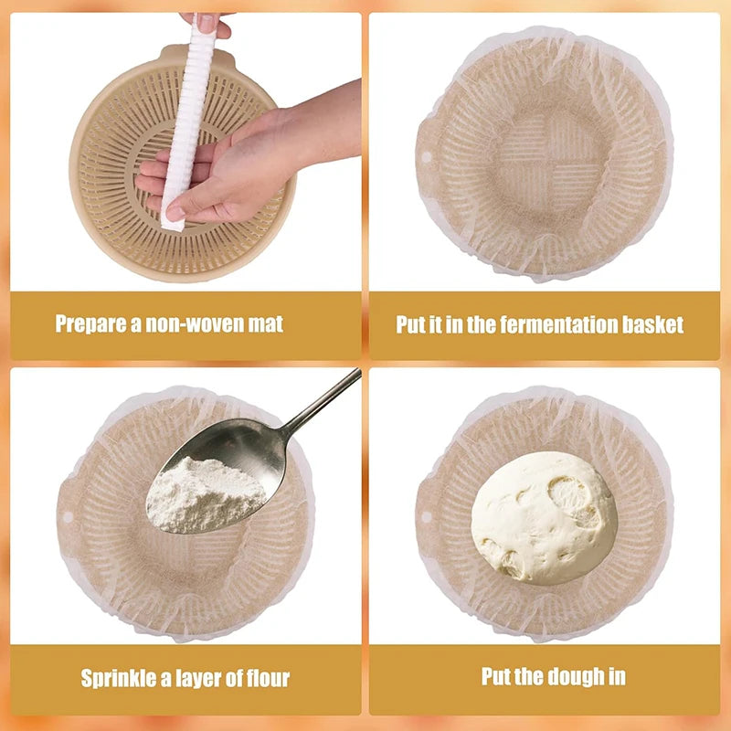 100Pcs Bread Proofing Basket Cloth Liner, Disposable Non-Stick Dough Cover for Sourdough Bread Making - Baking Supplies