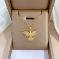DIEYURO 316L Stainless Steel Phoenix Eagles Pendant Necklace For Women Girl 2023 New Trend Choker Neck Chain Jewelry Gift Party