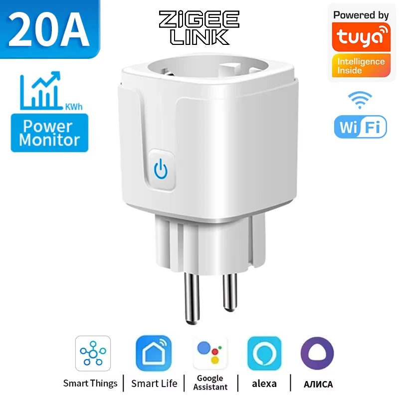 EU Plug Zigbee3.0 or WIFI adapters Smart Sockets With Power Monitor Wireless App Voice Remote Control works with Tuya Smart life