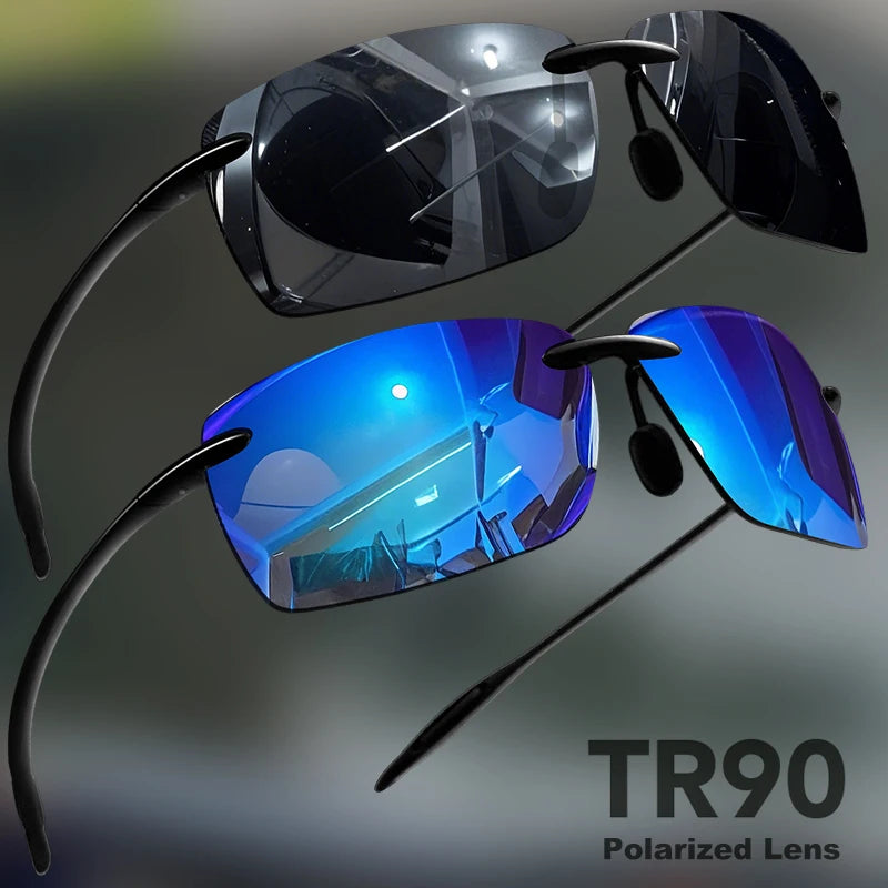 1PCS/2PCS TR90 Ultralight Polarized Sunglasses Men Brand Rimless Frame Driving Mirror Shades Sports Fishing Baseball Eyewear
