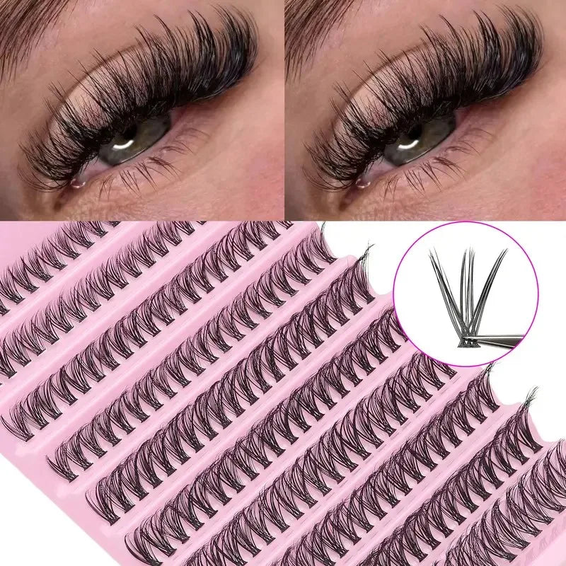 Eyelash Cluster 200 PCs DIY Individual Eyelashes Natural Look Wispy Eyelashes 9-16MM 40D Curly Hair Individual Cluster Eyelashes