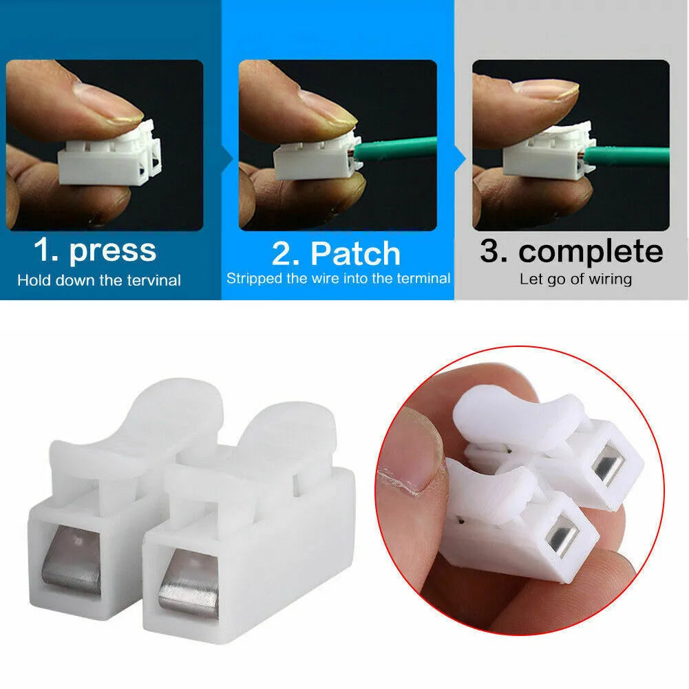 20pcs CH2 Spring Quick Wire Connectors Cable Clamps Terminal Block LED Strip Light Replace Electrical Tapes Cable Clamp Tools