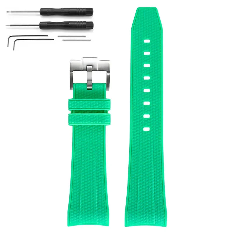 Rubber Silicone Watch Band for Swatch X Blancpain GREEN ABYSS Curved End Waterproof Sport Woven Pattern Strap Bracelet 22mm